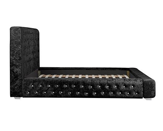Grande Double Bed - Black Crushed Velvet
