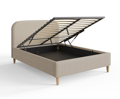 Florence Boucle Ottoman King Bed- Natural Stone