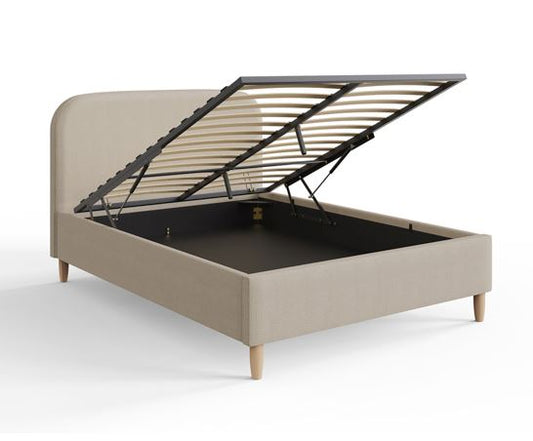 Florence Boucle Ottoman King Bed- Natural Stone