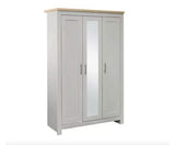 Harper 3 Door Wardrobe With Mirror- Grey & Oak
