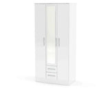 Larz 3 Door 2 Drawer Wardrobe With Mirror - White