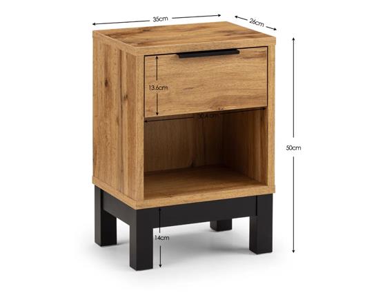 Bali 1 Drawer Bedside Oak