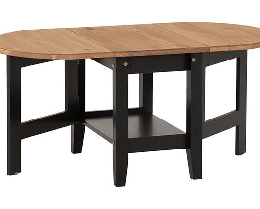 SANTOS DROP LEAF COFFEE TABLE - BLACK/DISTRESSED WAXED PINE