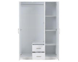 DAKOTA 3 DOOR 2 DRAWER MIRRORED WARDROBE - WHITE