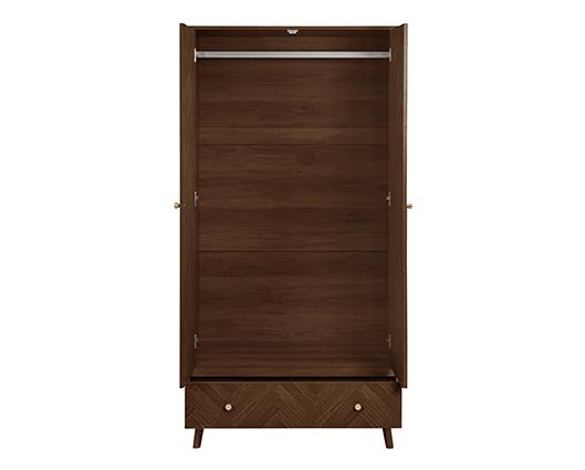 Herringford 2 Door 1 Drawer Wardrobe - Walnut