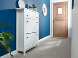 Deluxe 2 Tier Shoe Cabinet-White