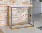 Hubie Console Table Oak-White Marble Top