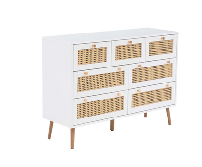 Catalina 7 Drawer Rattan Chest- White