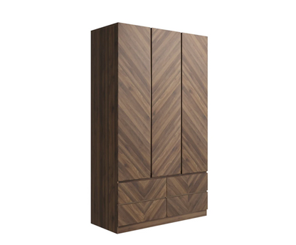 Ciaro 3 Door 4 Drawer Wardrobe- Royal Walnut