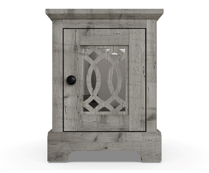 Angel 1 Door Mirrored Bedside Table- Mexican Grey