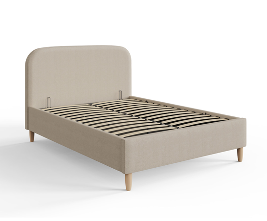 Florence Boucle Double Ottoman Bed - Natural Stone