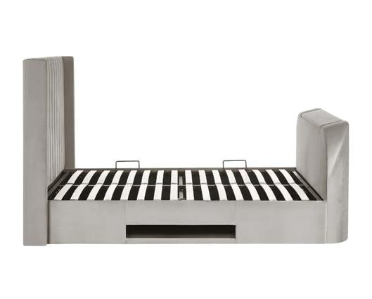 Clara Side Lift Ottoman TV Bed Light Grey - Double