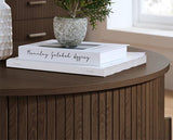 Axel Round Fluted Coffee Table with Storage - Walnut