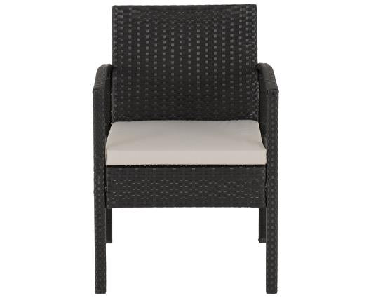 Cedar 4Pc Garden Set - Black Rattan/Grey Fabric/Black Glass