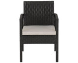 Cedar 4Pc Garden Set - Black Rattan/Grey Fabric/Black Glass