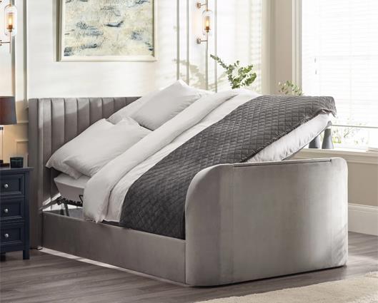 Clara Side Lift Ottoman TV Bed Light Grey - Super King