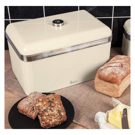 Swan Cream Retro Bread Bin