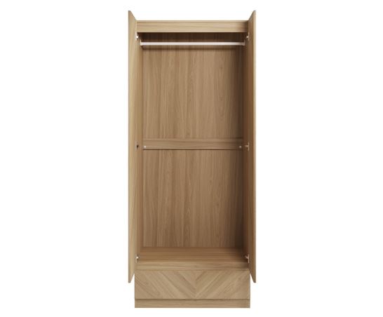 Ciaro 2 Door 1 Drawer Wardrobe- Euro Oak
