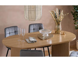 Axel Oval Fluted Dining Table with 4 Fabric Chairs - Oak