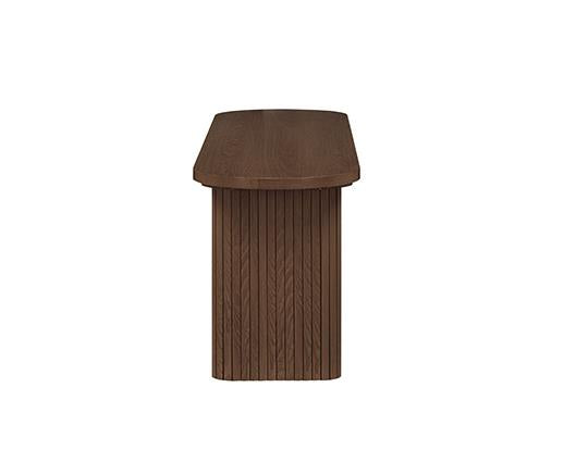 Axel Oval Fluted Dining Table with 2 Fabric Chairs and 1 Bench - Walnut