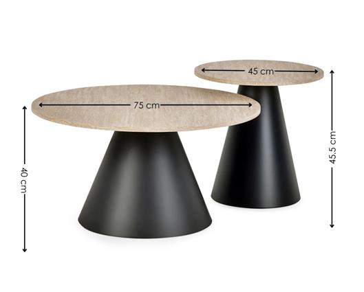 Elgon Coffee and Lamp Table Set Travertine Effect