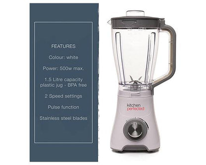 Lloytron E5015WH Kitchen Perfected White 500W 1.5ltr Table Blender