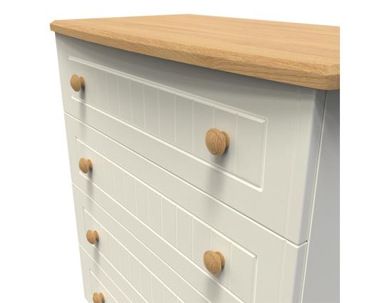 Warwick 4 Drawer Chest - Cream Ash with Modern Oak Top