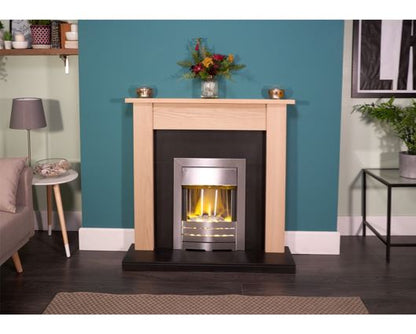 Skyla Fireplace Suite in Oak and Black, 43 Inch