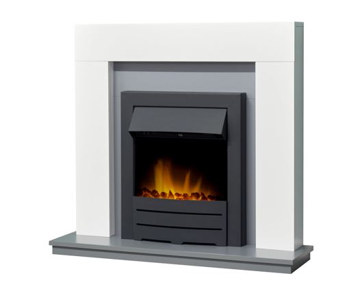 Dawson Fireplace Suite 39inch White/grey With Electric Fire - Black