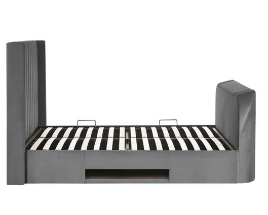 Clara Side Lift Ottoman TV Bed Dark Grey - King