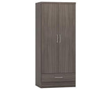 NEVADA 2 DOOR 1 DRAWER WARDROBE - BLACK WOOD GRAIN