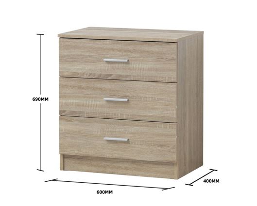 Original 3 Drawer Chest-Oak