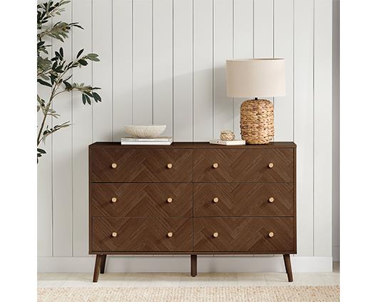 Herringford 6 Drawer Wide Chest - Walnut