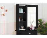 Emilia 1 Drawer Sliding Mirror Dressing Table - Black