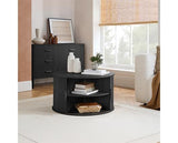 Axel Round Fluted Coffee Table with Storage - Black