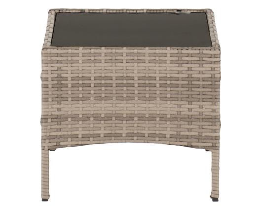 Willow 3Pc Garden Set - Grey Rattan/Grey Fabric/Black Glass