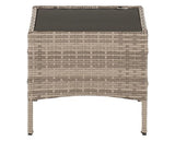 Willow 3Pc Garden Set - Grey Rattan/Grey Fabric/Black Glass