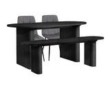 Axel Oval Fluted Dining Table with 2 Fabric Chairs and 1 Bench - Black