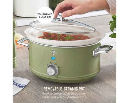 Swan 3.5L Slow Cooker Retro Green