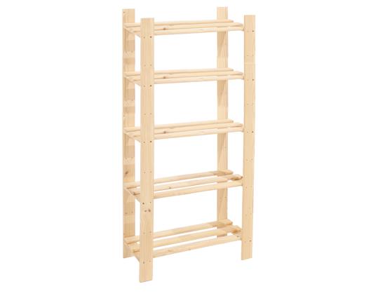 Pine 5 shelf narrow slatted storage unit