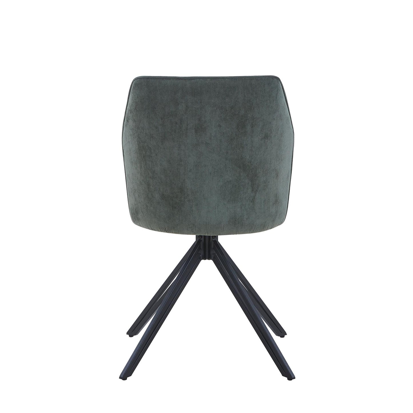 Aspen swivel dining chairs, green cord fabric with black metal legs (pair)