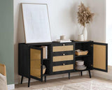 Croxley Rattan 2 Door 3 Drawer Sideboard - Black
