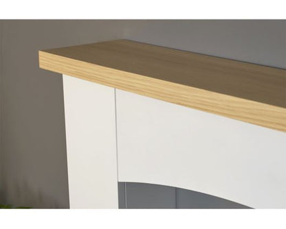 Hugo Fireplace Suite 39inch - White/Grey With Electric Stove - Grey Enamel