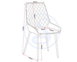 MODENA & AVERY DINING SET (X4 CHAIRS) - CREAM/SAPPHIRE BLUE VELVET