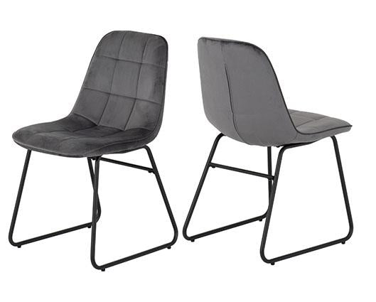 MARLOW & LUKAS DINING SET (X4 CHAIRS) - BLACK MARBLE/GREY VELVET
