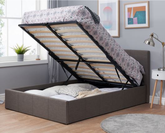 Berlin Fabric Ottoman King Bed - Grey