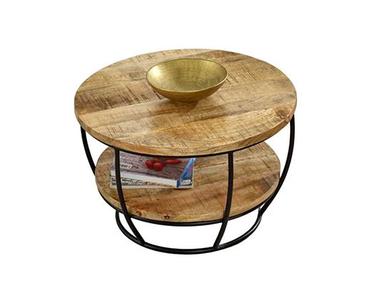 Sutton Solid Wood & Metal Coffee Table With Shelf