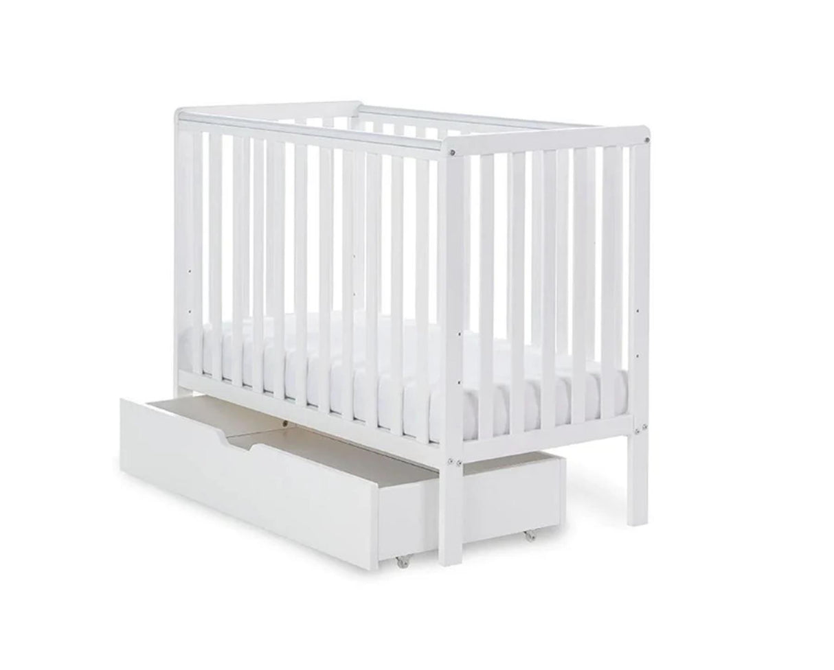 Space Saver Cot, Under Drawer & Eco Plus Foam Mattress-White