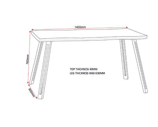 QUEBEC WAVE EDGE DINING TABLE - CONCRETE EFFECT