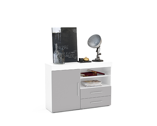 Edgeware 1 Door 2 Drawer Sideboard- White & Grey